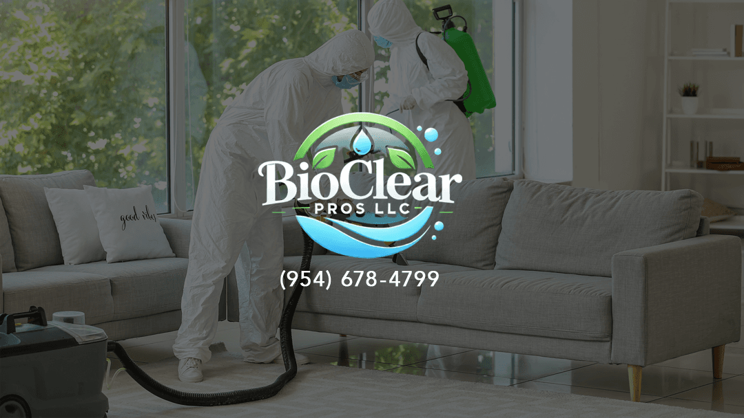 BioClear Pros technician in full PPE performing OSHA-compliant biohazard decontamination in Miami-Dade, Broward, and Palm Beach County