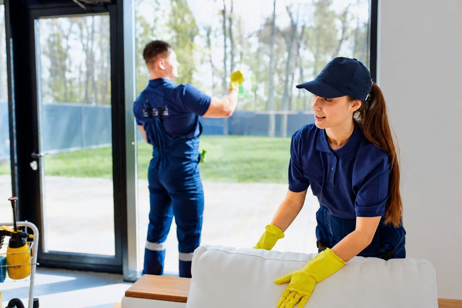 OSHA-certified biohazard technician in respirator and protective suit — BioClear Pros blood and pathogen removal in Miami-Dade, Broward, and Palm Beach County